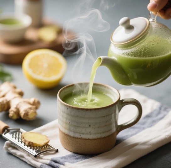pouring Japanese Mounjaro detox drink into a mug