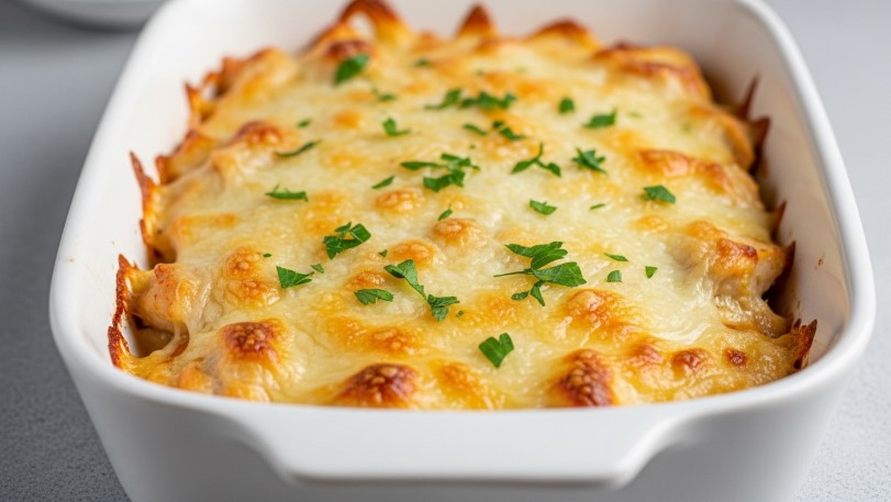 baked crack chicken with golden cheesy topping