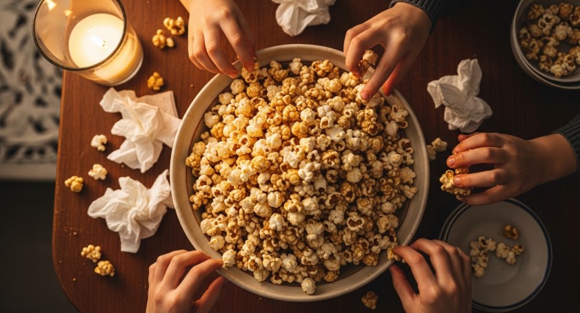 best caramel popcorn recipe ever in serving bowl