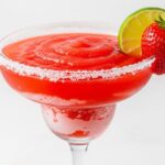 Classic frozen strawberry margarita in a glass