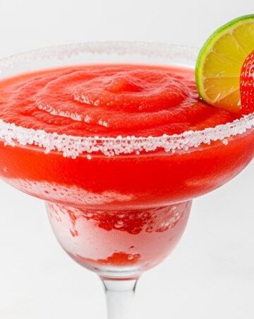 Classic frozen strawberry margarita in a glass
