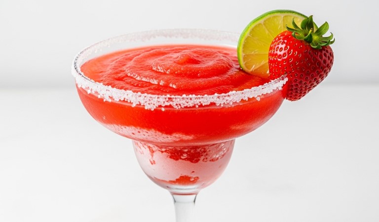 Classic frozen strawberry margarita in a glass