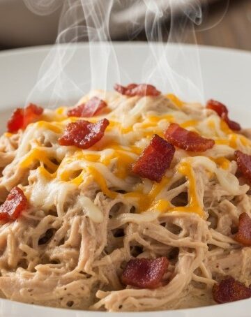creamy crack chicken served hot with bacon and cheese
