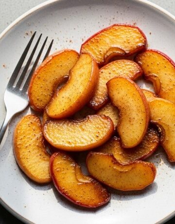 Southern fried apples plated with cinnamon