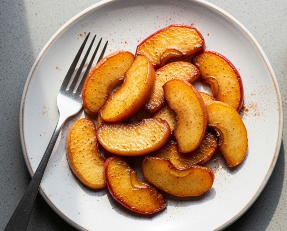 Southern fried apples plated with cinnamon