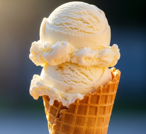 Vanilla ice cream cone made with Ninja Creami
