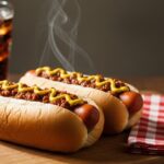 hot dog chili on toasted buns with mustard