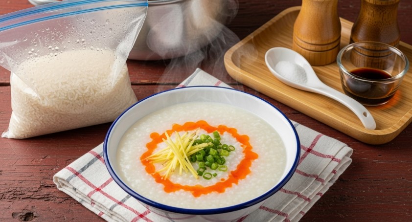 frozen rice and cooked congee
