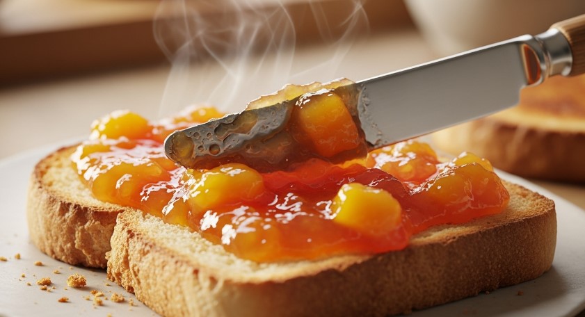 peach jam on toast