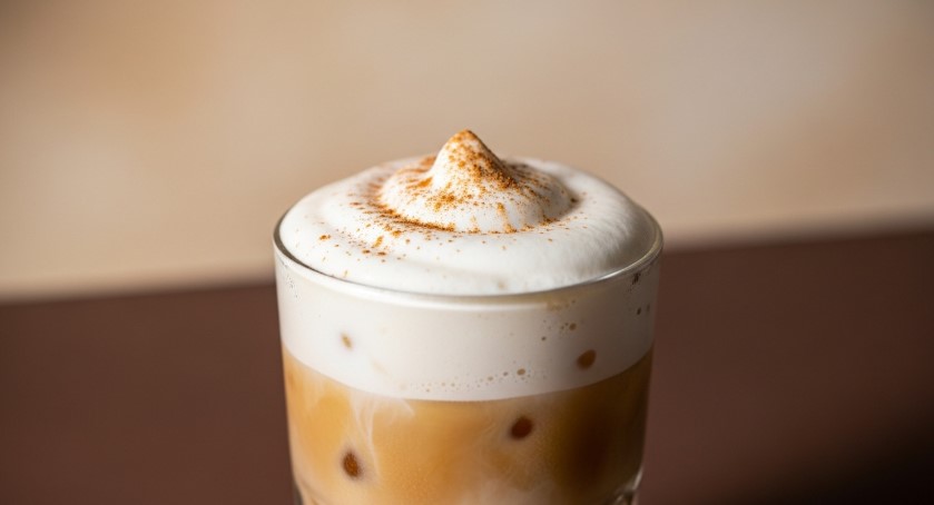 Sweet cream cold foam over iced coffee